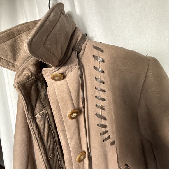 Sawyer of Napa Shearling Suede Coat Size Medium Women's Western Retro Wool EUC - Picture 13 of 16